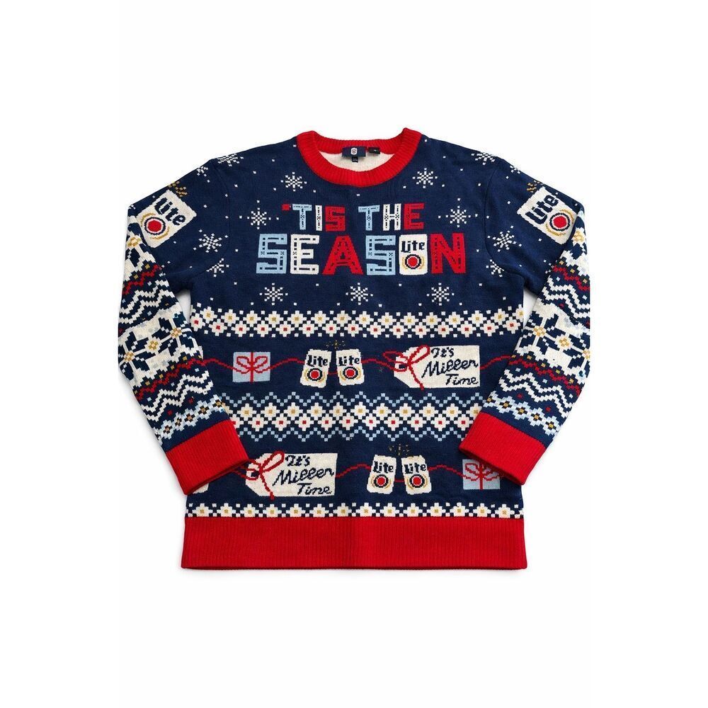 Miller Lite Tis the Season Its Miller Time Ugly Christmas Sweater Size Medium